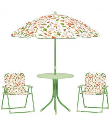 Cute Fox Design Kids Outdoor Furniture Set with Adjustable Parasol