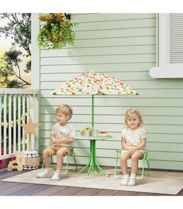 Cute Fox Design Kids Outdoor Furniture Set with Adjustable Parasol