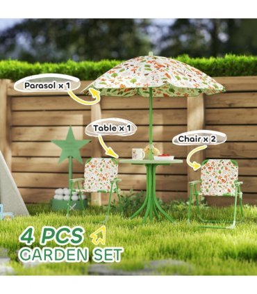 Cute Fox Design Kids Outdoor Furniture Set with Adjustable Parasol