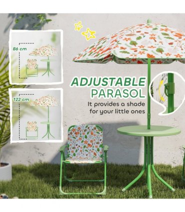 Cute Fox Design Kids Outdoor Furniture Set with Adjustable Parasol