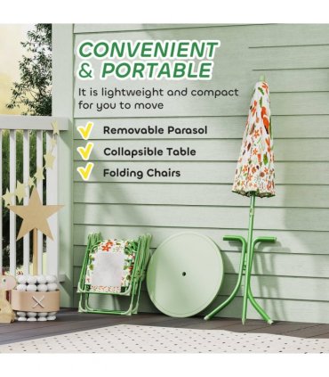 Cute Fox Design Kids Outdoor Furniture Set with Adjustable Parasol