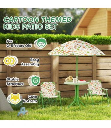 Cute Fox Design Kids Outdoor Furniture Set with Adjustable Parasol