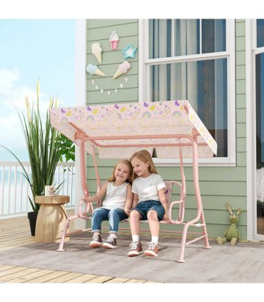 Rainbow Canopy Swing Seat - Safe & Fun Outdoor Play for Kids