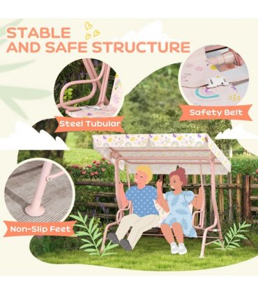 Rainbow Canopy Swing Seat - Safe & Fun Outdoor Play for Kids