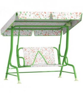 Kids Fox Pattern Swing Seat with Adjustable Canopy for Outdoor Fun