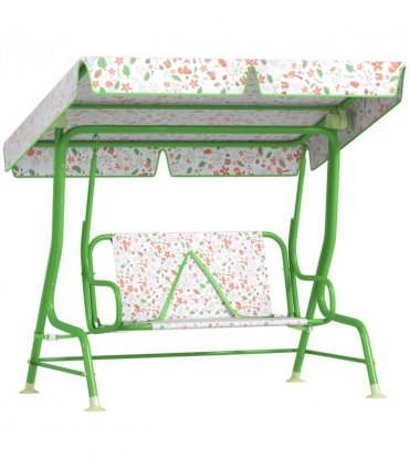 Kids Fox Pattern Swing Seat with Adjustable Canopy for Outdoor Fun
