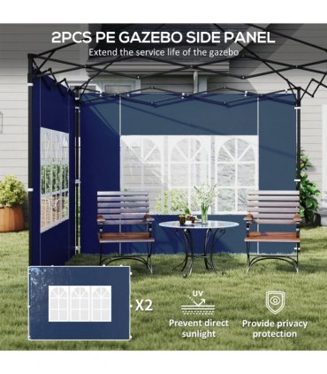 Outsunny Gazebo Side Panels for 3x3(m) or 3x6m Gazebo Canopy, 2 Pack, Blue