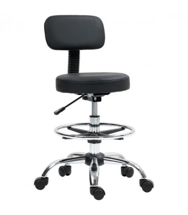 Adjustable Black Faux Leather Swivel Bar Stool - Comfortable & Stylish Seating
