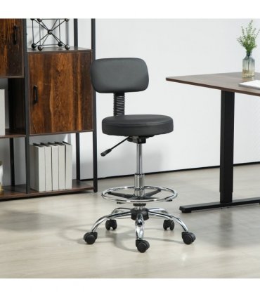 Adjustable Black Faux Leather Swivel Bar Stool - Comfortable & Stylish Seating