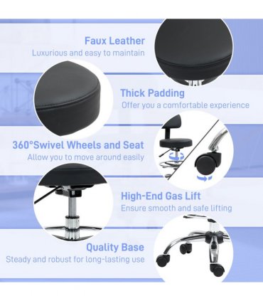 Adjustable Black Faux Leather Swivel Bar Stool - Comfortable & Stylish Seating