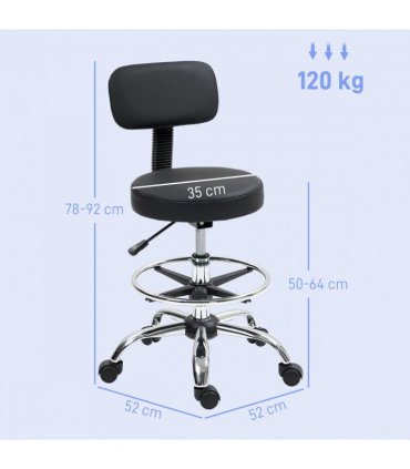 Adjustable Black Faux Leather Swivel Bar Stool - Comfortable & Stylish Seating