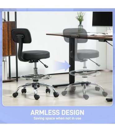 Adjustable Black Faux Leather Swivel Bar Stool - Comfortable & Stylish Seating