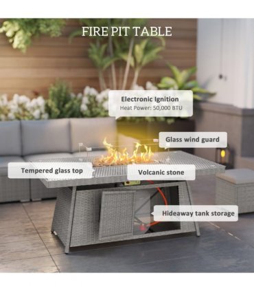 Outdoor Fire Pit Table Set - 50,000 BTU Heat Output for Relaxation