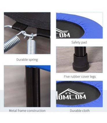 HOMCOM Φ81cm Fitness Trampoline Exercise, Max Load 100 KG, Blue Black