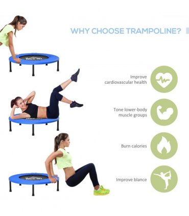 HOMCOM Φ81cm Fitness Trampoline Exercise, Max Load 100 KG, Blue Black