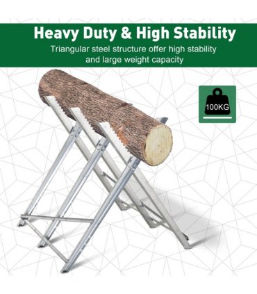 DURHAND Saw Horse Steel Support Heavy Duty Foldable Design Sawtooth, Silver