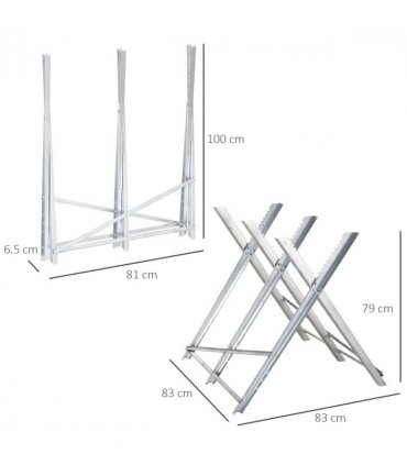 DURHAND Saw Horse Steel Support Heavy Duty Foldable Design Sawtooth, Silver