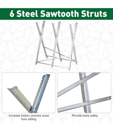 DURHAND Saw Horse Steel Support Heavy Duty Foldable Design Sawtooth, Silver