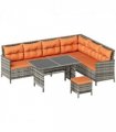 Outsunny 6 PCs Patio wicker Sofa Set Rattan Chair Furniture, Orange