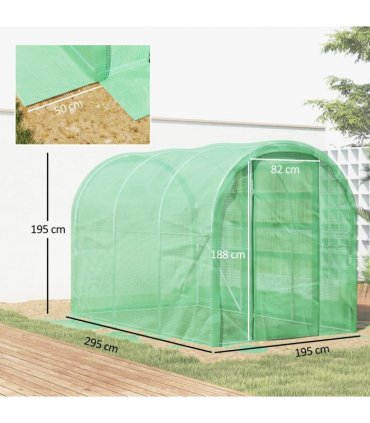 Outsunny 3 x 2 x 2m Polytunnel Greenhouse with Door, Galvanised Steel Frame