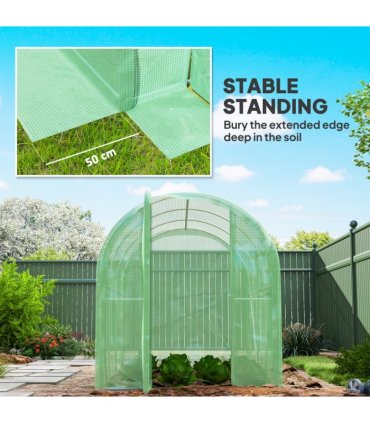 Outsunny 3 x 2 x 2m Polytunnel Greenhouse with Door, Galvanised Steel Frame