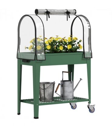 Outsunny Mobile Raised Garden Bed with Greenhouse Cover, Green
