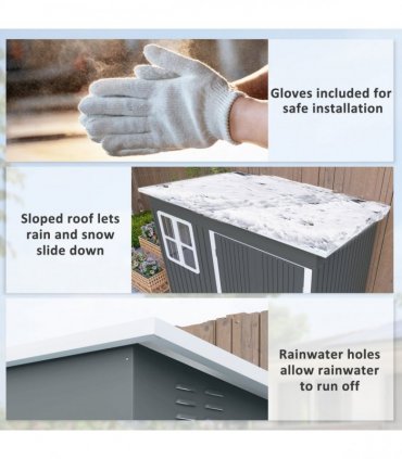 Outsunny 8.5 x 6ft Galvanised Steel Garden Shed with Foundation Kit, Grey