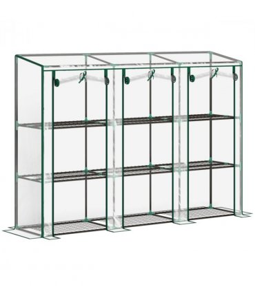 Outsunny 3 Tier Lean-to Mini Greenhouse with Plastic Cover, Clear
