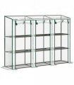 Outsunny 3 Tier Lean-to Mini Greenhouse with Plastic Cover, Clear