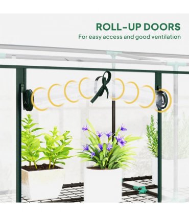 Outsunny 3 Tier Lean-to Mini Greenhouse with Plastic Cover, Clear