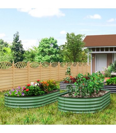 Garden Raised Planters Set - Durable Galvanised Steel for Outdoor Use