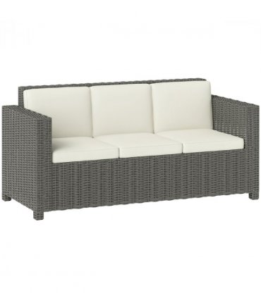 Outsunny Rattan Wicker 3-seater Sofa Chair Patio Furniture w/ Cushion Cream