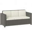 Outsunny Rattan Wicker 3-seater Sofa Chair Patio Furniture w/ Cushion Cream