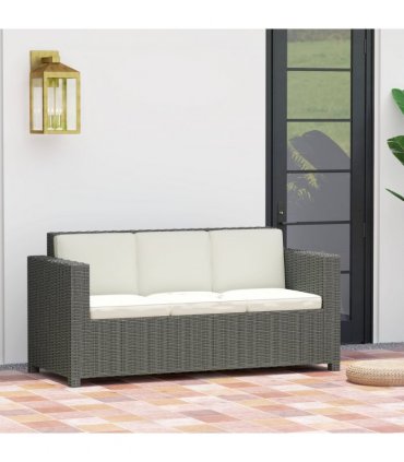 Outsunny Rattan Wicker 3-seater Sofa Chair Patio Furniture w/ Cushion Cream