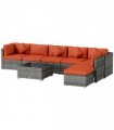 Outsunny 8 Pieces Patio Rattan Sofa Set Outdoor Garden Furniture Set Orange