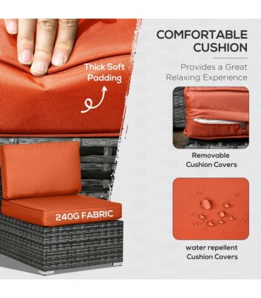 Outsunny 8 Pieces Patio Rattan Sofa Set Outdoor Garden Furniture Set Orange