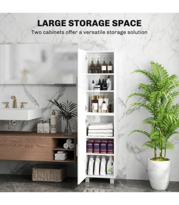 HOMCOM Tall Storage Cabinet with Adjustable Shelves and Double Doors