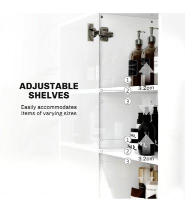 HOMCOM Tall Storage Cabinet with Adjustable Shelves and Double Doors