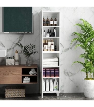 HOMCOM Tall Storage Cabinet with Adjustable Shelves and Double Doors