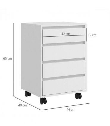 Versatile White Mobile Filing Cabinet with Lockable Wheels & Four Drawers