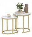 Elegant Marble-Effect Side Table Set - Versatile Accent Tables