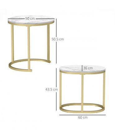 Elegant Marble-Effect Side Table Set - Versatile Accent Tables