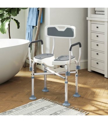 Comfortable Shower Stool with Padded Seat & Aluminium Frame - 136kg Capacity