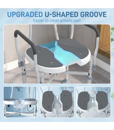 Comfortable Shower Stool with Padded Seat & Aluminium Frame - 136kg Capacity