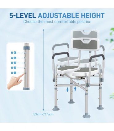 Comfortable Shower Stool with Padded Seat & Aluminium Frame - 136kg Capacity