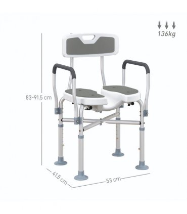 Comfortable Shower Stool with Padded Seat & Aluminium Frame - 136kg Capacity