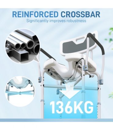 Comfortable Shower Stool with Padded Seat & Aluminium Frame - 136kg Capacity