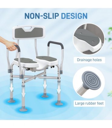 Comfortable Shower Stool with Padded Seat & Aluminium Frame - 136kg Capacity