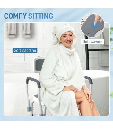 Comfortable Shower Stool with Padded Seat & Aluminium Frame - 136kg Capacity