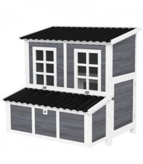 PawHut Wooden Chicken Coop w/ Nesting Box for 4-6 Chickens, 100 x 86 x 100cm